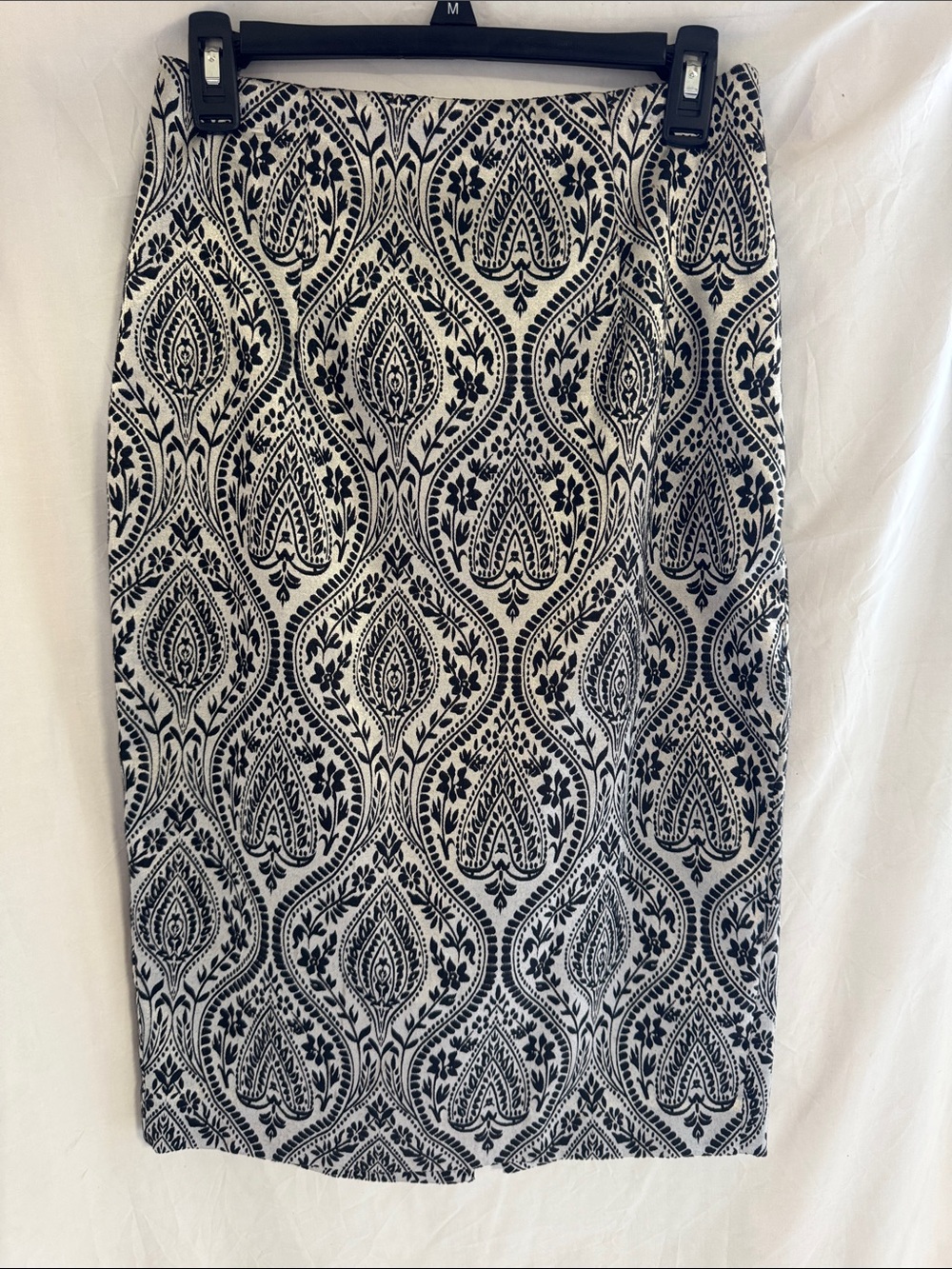 Worthington Black and White Paisley-Style Pencil Skirt